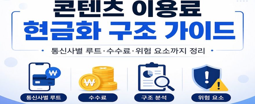 콘텐츠 이용료 현금화 가이드 – 통신사별 루트·수수료·위험 요소 정리