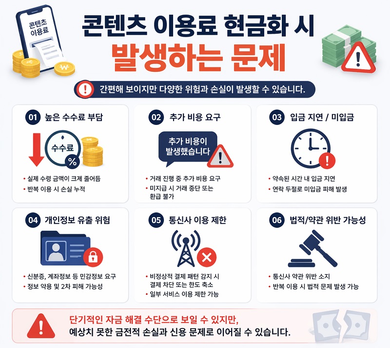 콘텐츠-이용료-현금화시-발생하는-문제